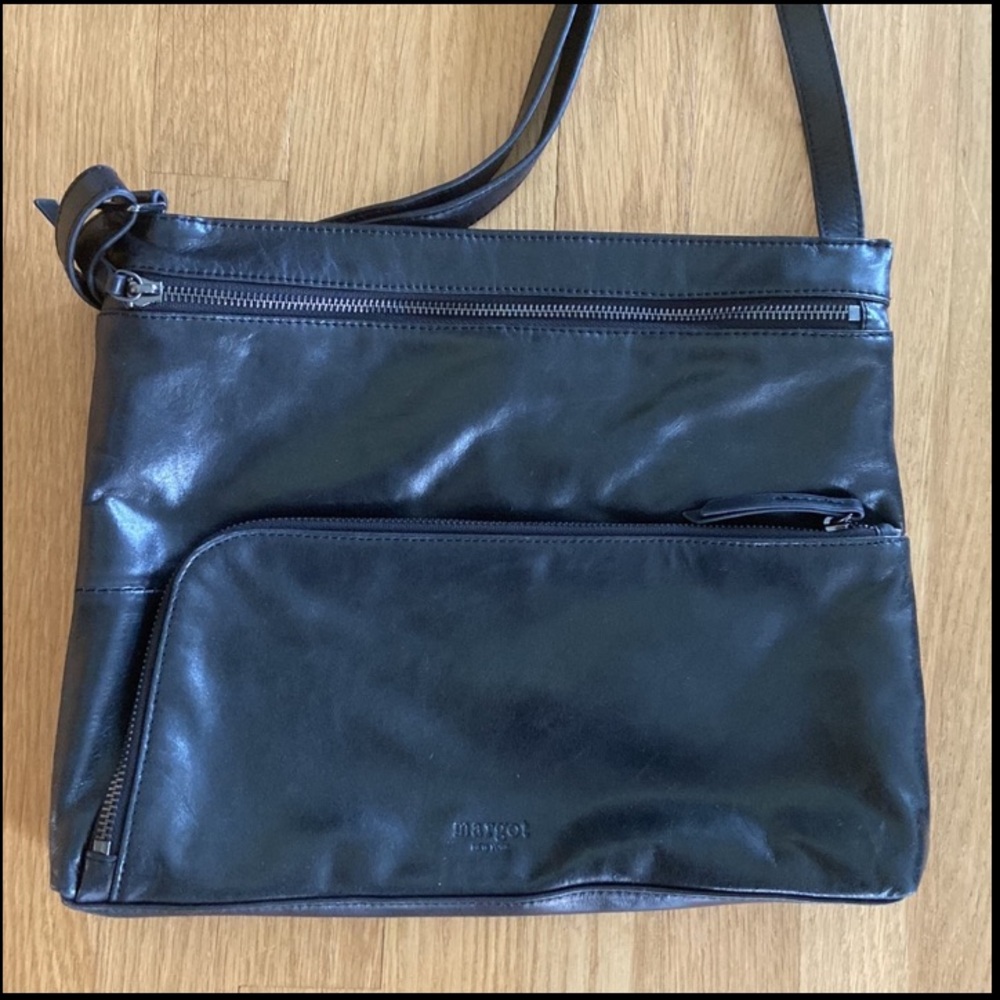 Margot NWOT Black Leather Crossbody Shoulder Bag